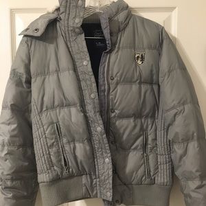 Gently worn grey puffy coat, size L